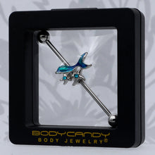 Load image into Gallery viewer, 14G Blue Gem Blue Mermaid Tail Star Industrial Barbell 38mm