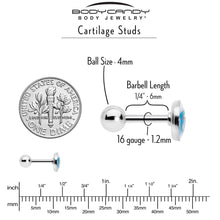 Load image into Gallery viewer, 16G 1/4 Loving Blue Whales Cartilage Tragus Stud