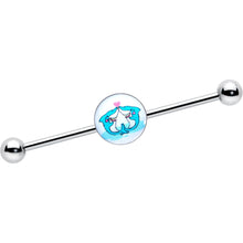 Load image into Gallery viewer, 14G Loving Blue Whales Industrial Barbell 38mm