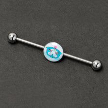 Load image into Gallery viewer, 14G Loving Blue Whales Industrial Barbell 38mm