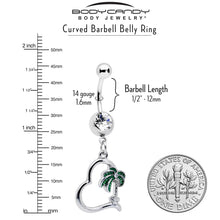 将图片加载到图库查看器,Clear Gem Palm Tree Love Heart Dangle Belly Ring