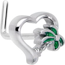 Load image into Gallery viewer, 20G 1/4 Palm Tree Love Heart L Shape Nose Ring