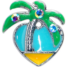 Load image into Gallery viewer, 16G 1/4 Aurora Gem Beach Heart Palm Tree Cartilage Tragus Earring
