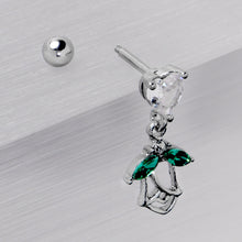 Load image into Gallery viewer, 16G 1/4 Clear CZ Gem Heart And Rose Dangle Cartilage Earring