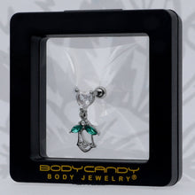 Load image into Gallery viewer, 16G 1/4 Clear CZ Gem Heart And Rose Dangle Cartilage Earring