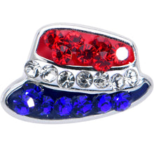 Load image into Gallery viewer, 16G 1/4 Red Blue Clear Gem Patriotic Hat Cartilage Tragus Earring