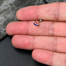 Load image into Gallery viewer, 16G 1/4 Red Blue Clear Gem Patriotic Hat Cartilage Tragus Earring