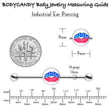 Load image into Gallery viewer, 14G Inlay Patriotic Kissy Lips Industrial Barbell 38mm