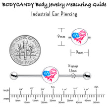 Load image into Gallery viewer, 14G Heart Flag Patriotic Industrial Barbell 38mm