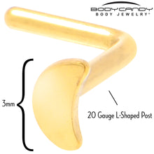 将图片加载到图库查看器,20G 1/4 Gold Tone ASTM F-136 Implant Grade Titanium Moon End L Shape Nose Ring