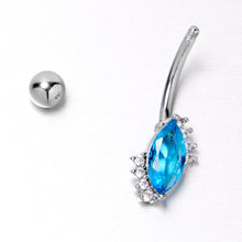 Load image into Gallery viewer, Clear Blue Gem Firey Drop Belly Ring