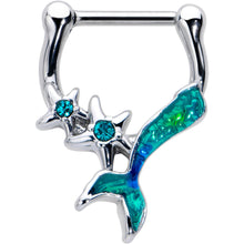 Load image into Gallery viewer, 16G 5/16 Blue Gem Green Mermaid Tail Stars Cartilage Clicker