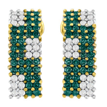 Load image into Gallery viewer, 14K Yellow Gold 2 cttw White and Treated Blue Diamond Earrings (H-I, SI1-SI2)