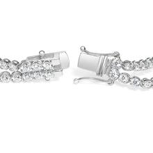将图片加载到图库查看器,18K White Gold 5 3/5 Cttw Natural Diamond Double Row Link Tennis Bracelet (G-H Color, VS1-VS2 Clarity) - 7" Inches
