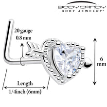 将图片加载到图库查看器,20G 1/4 Clear CZ Gem Fusion of Love L Shape Nose Ring