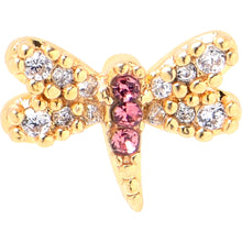 Load image into Gallery viewer, 20G 1/4 Pink Clear Gem Dragonfly Drama L Shape Nose Ring