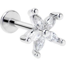 Load image into Gallery viewer, 16G 5/16 Clear CZ Gem Flower Fantastic Internally Threaded Labret