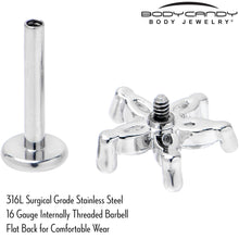 Load image into Gallery viewer, 16G 5/16 Clear CZ Gem Flower Fantastic Internally Threaded Labret