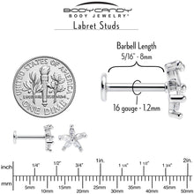 Load image into Gallery viewer, 16G 5/16 Clear CZ Gem Flower Fantastic Internally Threaded Labret