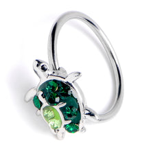 将图片加载到图库查看器,18G 3/8 Green Clear Gem Turtle World Nose Hoop