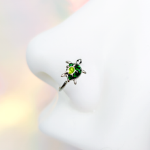 将图片加载到图库查看器,18G 3/8 Green Clear Gem Turtle World Nose Hoop