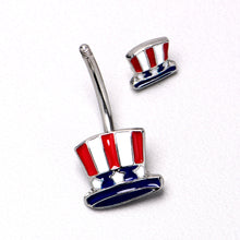 Load image into Gallery viewer, Patriotic Uncle Sam Top Hat Double Mount Belly Ring