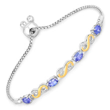 将图片加载到图库查看器,1.79 Carat Genuine Tanzanite and White Topaz .925 Sterling Silver Bracelet