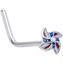 将图片加载到图库查看器,20G 7mm Patriotic Pinwheel L Shape Nose Ring