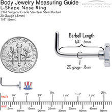 Load image into Gallery viewer, 20G 7mm Patriotic Uncle Sam Top Hat L Shape Nose Ring