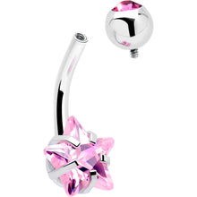 Load image into Gallery viewer, Pink CZ Gem Internally Threaded Simply Star Belly Ring