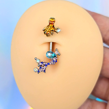 Load image into Gallery viewer, Aurora Gem Abstract Mermaid Double Mount Belly Ring