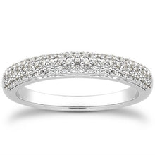 将图片加载到图库查看器,14k White Gold Triple Multi-Row Micro- Pave Diamond Wedding Ring Band