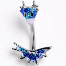 将图片加载到图库查看器,Sea Monster Glitter Blue Double Mount Belly Ring