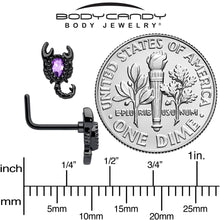 将图片加载到图库查看器,20G 7mm Purple Gem Black Goth Scorpion L Shape Nose Ring