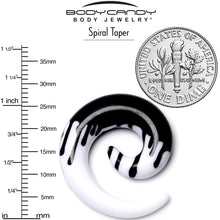 Load image into Gallery viewer, 0G White Black Drip Acrylic Spiral Taper Set