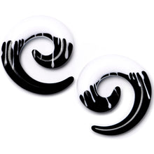 将图片加载到图库查看器,0G Black White Reverse Drip Acrylic Spiral Taper Set