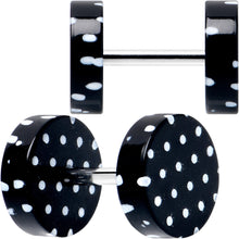 Load image into Gallery viewer, 16G Black Acrylic Polka Dots White Cheater Plug Set