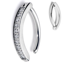 Load image into Gallery viewer, 14G 1/2 CZ ASTM F-136 Implant Grade Titanium Hinged Hoop Belly Ring