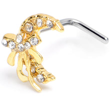 将图片加载到图库查看器,20G 1/4 Clear CZ Gem Bow Golden Moon L Shape Nose Ring