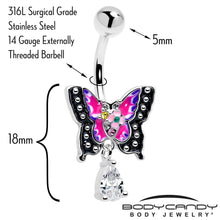 将图片加载到图库查看器,Clear Yellow Green Gem Exotic Butterfly Dangle Belly Ring
