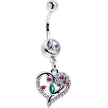 将图片加载到图库查看器,Emerald Passion CZ Gem Heart Dangle Belly Ring