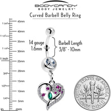 将图片加载到图库查看器,Emerald Passion CZ Gem Heart Dangle Belly Ring