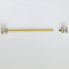 将图片加载到图库查看器,14G Clear Gem Gold Tone Internally Threaded Industrial Barbell 38mm