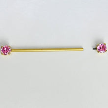 Load image into Gallery viewer, 14G Pink Gem Gold Tone Internally Threaded Industrial Barbell 38mm