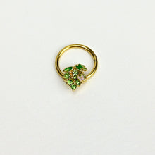 Load image into Gallery viewer, 16G 3/8 Green Gem Gold Tone Butterfly Grapes BCR Captive Ring