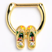 Load image into Gallery viewer, 16G 5/16 Clear Gem Gold Tone Beach Sandals Cartilage Clicker