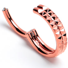 Load image into Gallery viewer, 16G 5/16 Rose Gold PVD Pyramid Cut Double Hoop 316L Surgical Steel Hinged Segment Ring