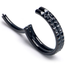Load image into Gallery viewer, 16G 3/8 BlackPVD Pyramid Cut Double Hoop 316L Surgical Steel Hinged Segment Ring