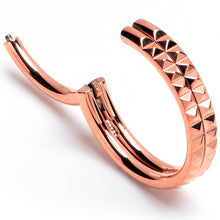 Load image into Gallery viewer, 16G 3/8 Rose Gold PVD Pyramid Cut Double Hoop 316L Surgical Steel Hinged Segment Ring