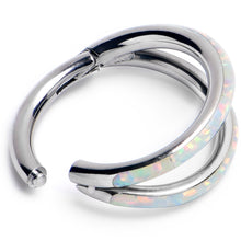 将图片加载到图库查看器,16G 5/16 White Synthetic Opal ASTM F-136 Implant Grade Titanium Double Hinged Segment Ring